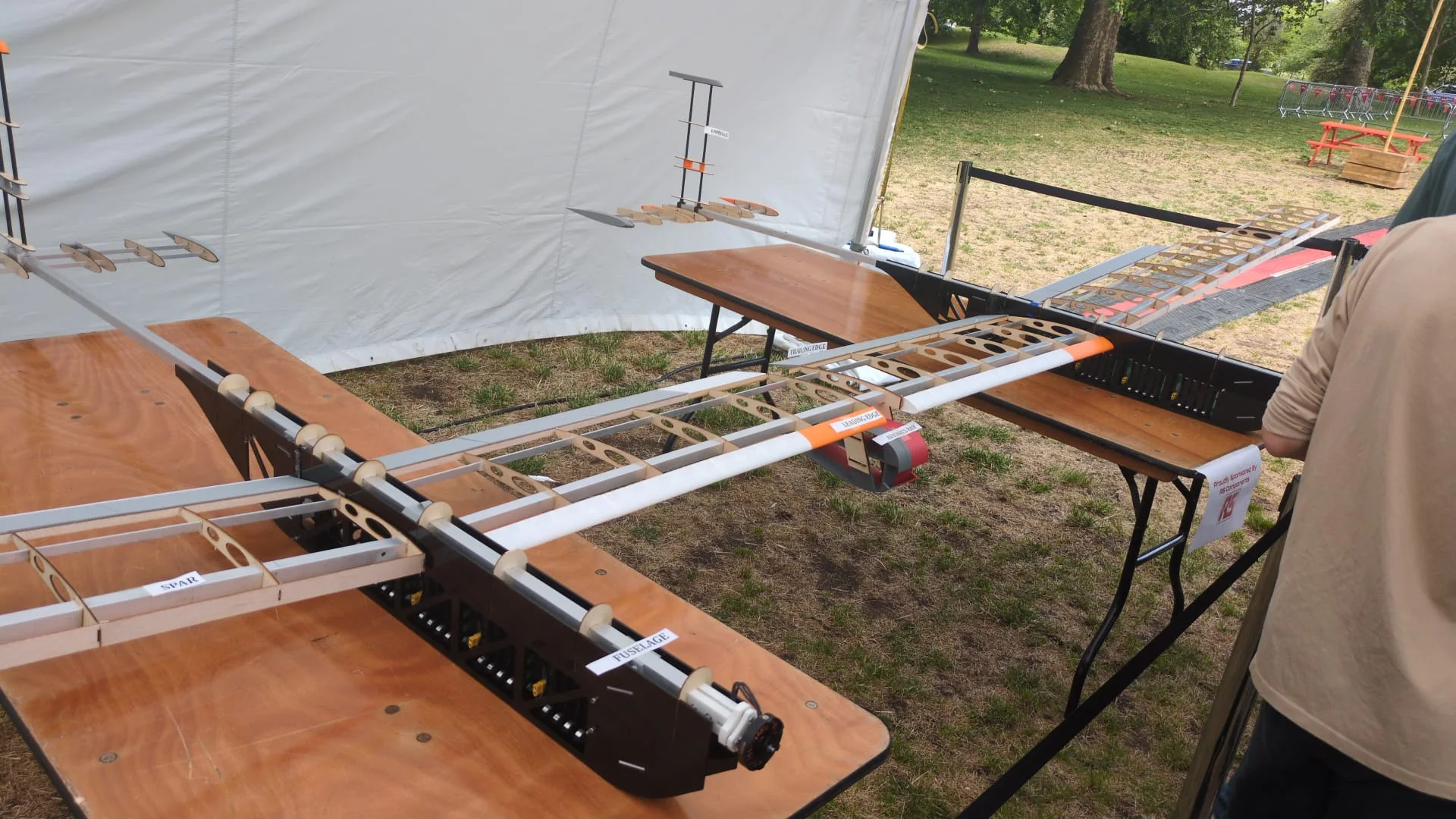 ICAV SPI airframe and solar wing on display outdoors