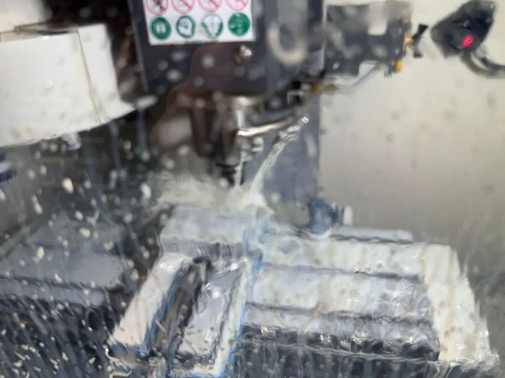 An aircraft component being machined in the workshop