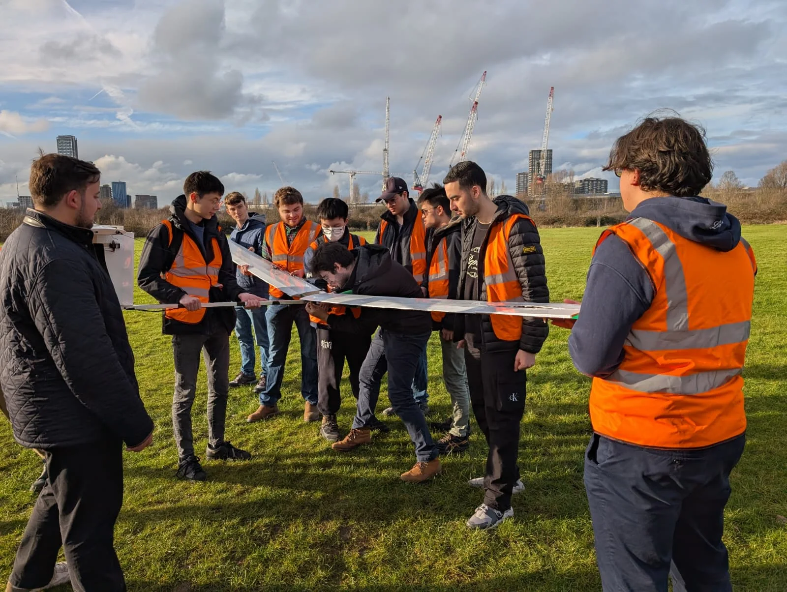 ICAV SPI flight test crew with the demonstrator at Wormwood Scrubs
